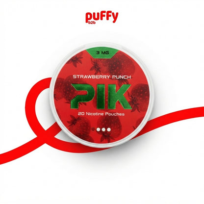 علبة أكياس نيكوتين بيك نكهة ستراوبري بونش 6 ملجم - PIK Strawberry Punch Nicotine Pouches 6mg